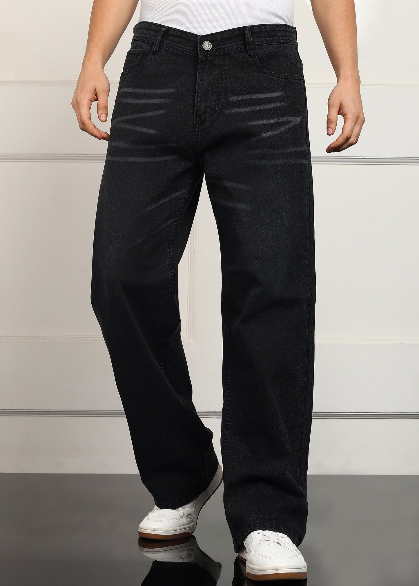 DENIMOR Loose Fit Men Black Jeans DENIMOR