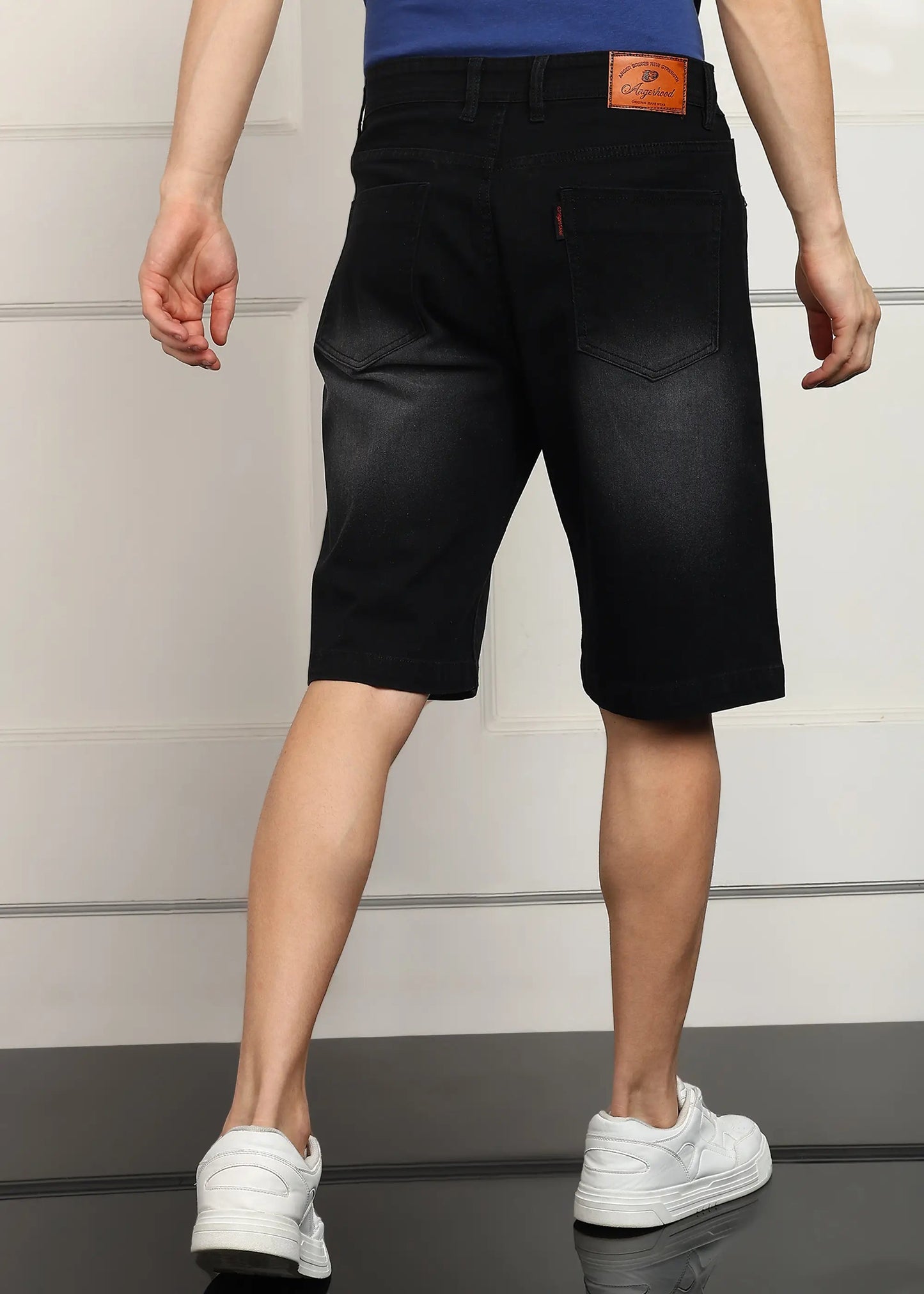 DENIMOR Solid Men Denim Dark Grey Baggy Shorts DENIMOR