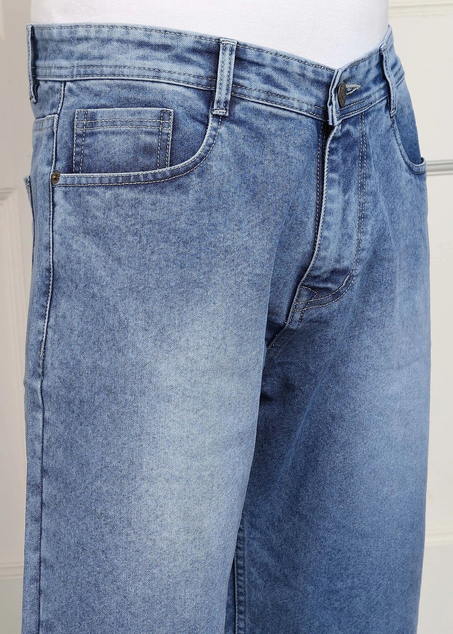 DENIMOR Solid Men Denim Light Blue Baggy Shorts DENIMOR