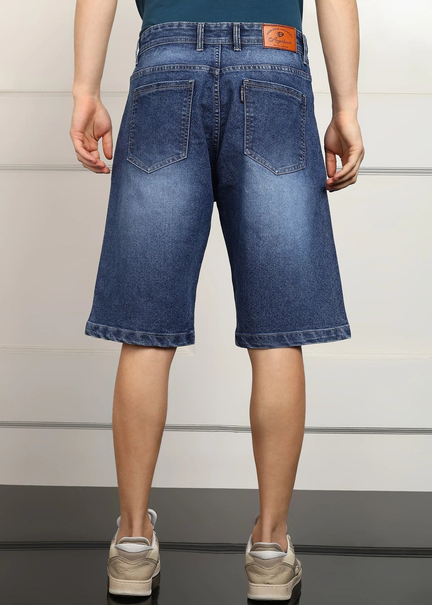 DENIMOR Solid Men Denim Dark Blue Baggy Shorts DENIMOR