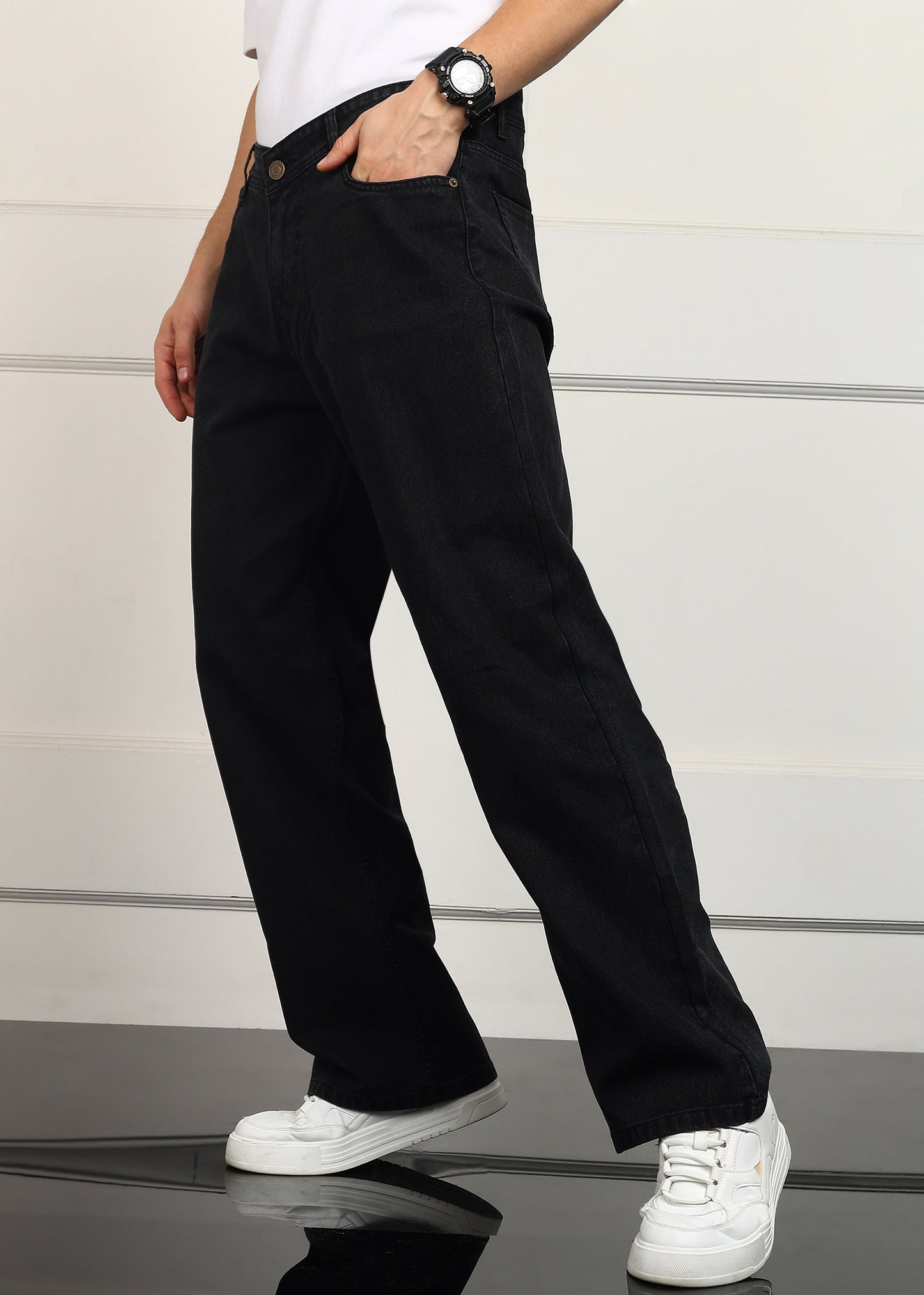 DENIMOR Loose Fit Men Black Jeans DENIMOR