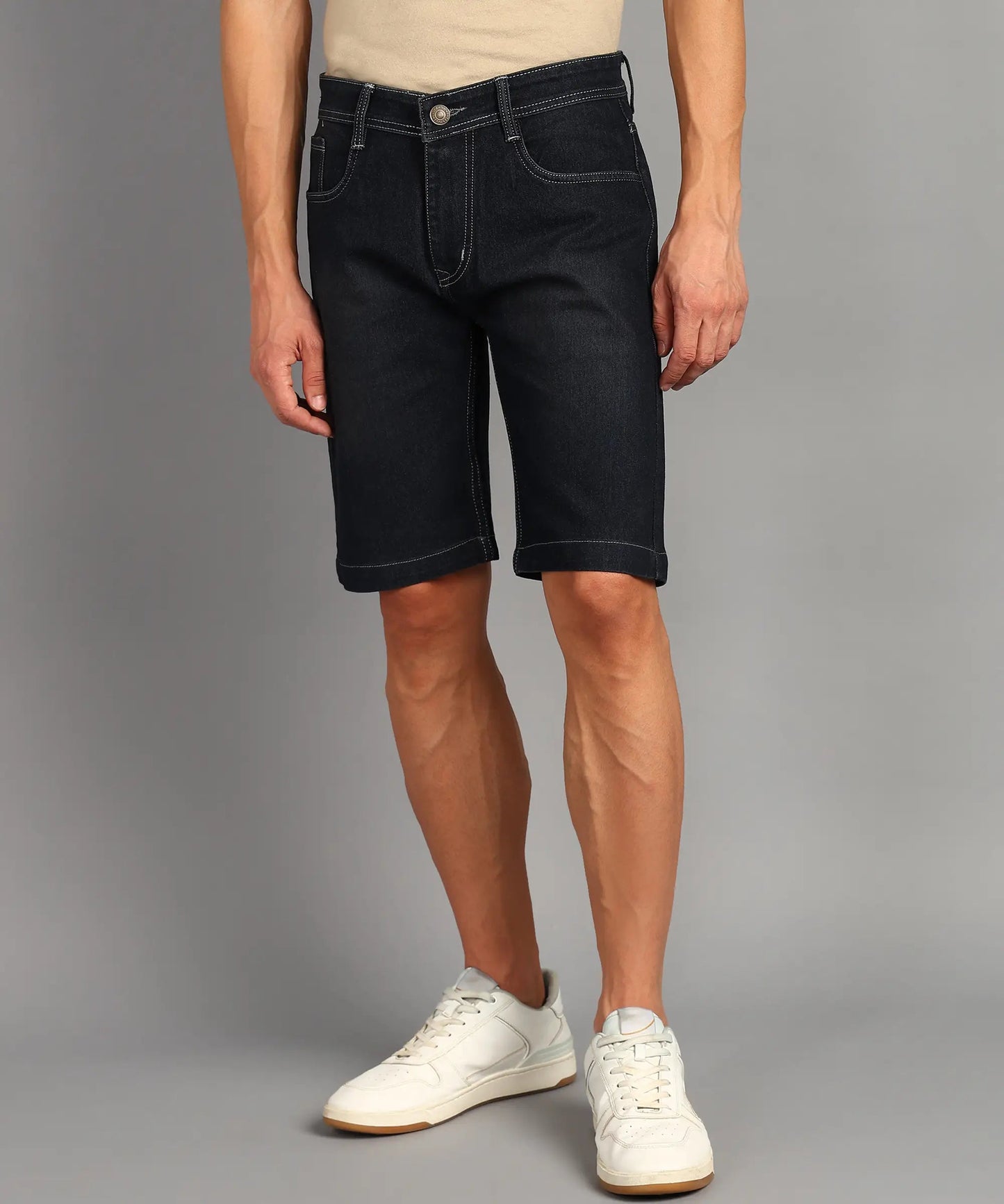 DENIMOR Solid Men Denim Grey Shorts DENIMOR