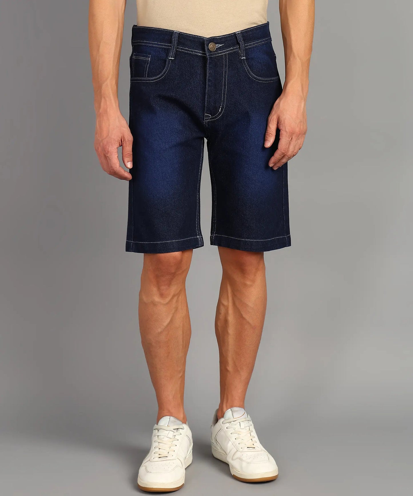 DENIMOR Solid Men Denim Dark Blue Denim Shorts DENIMOR
