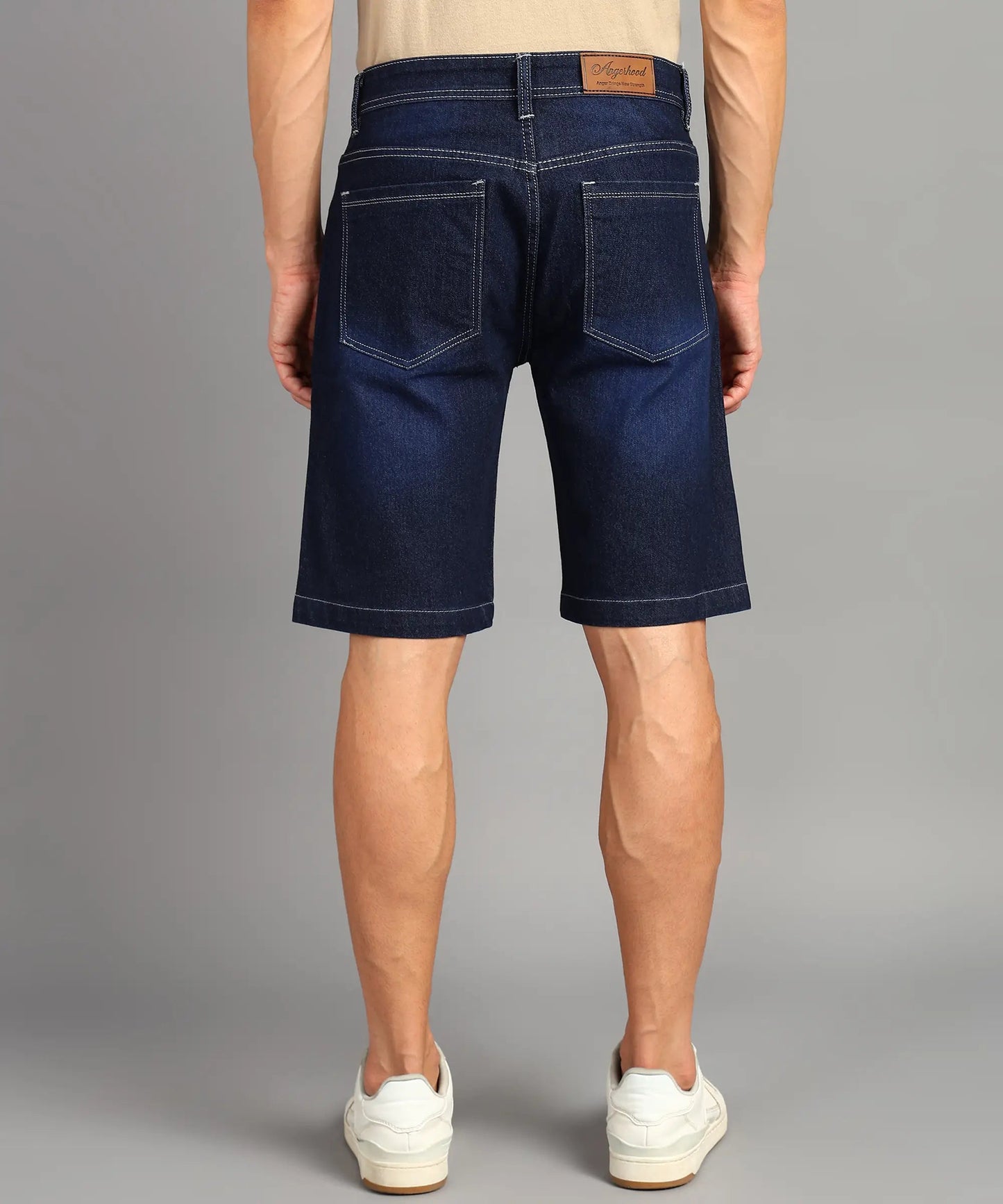 DENIMOR Solid Men Denim Dark Blue Denim Shorts DENIMOR