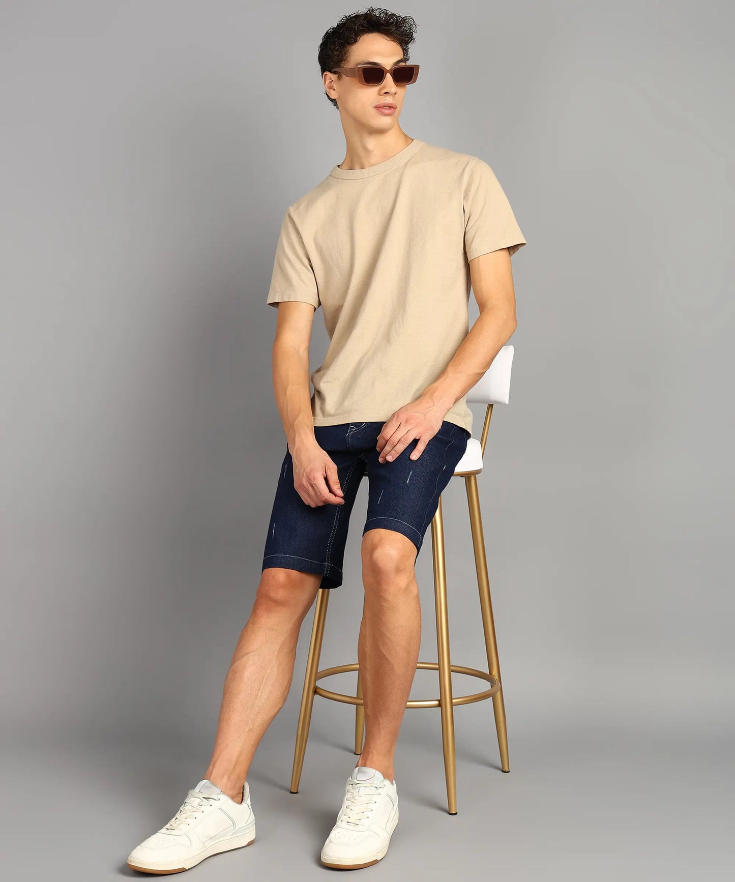 DENIMOR Solid Men Denim Blue Denim Shorts DENIMOR