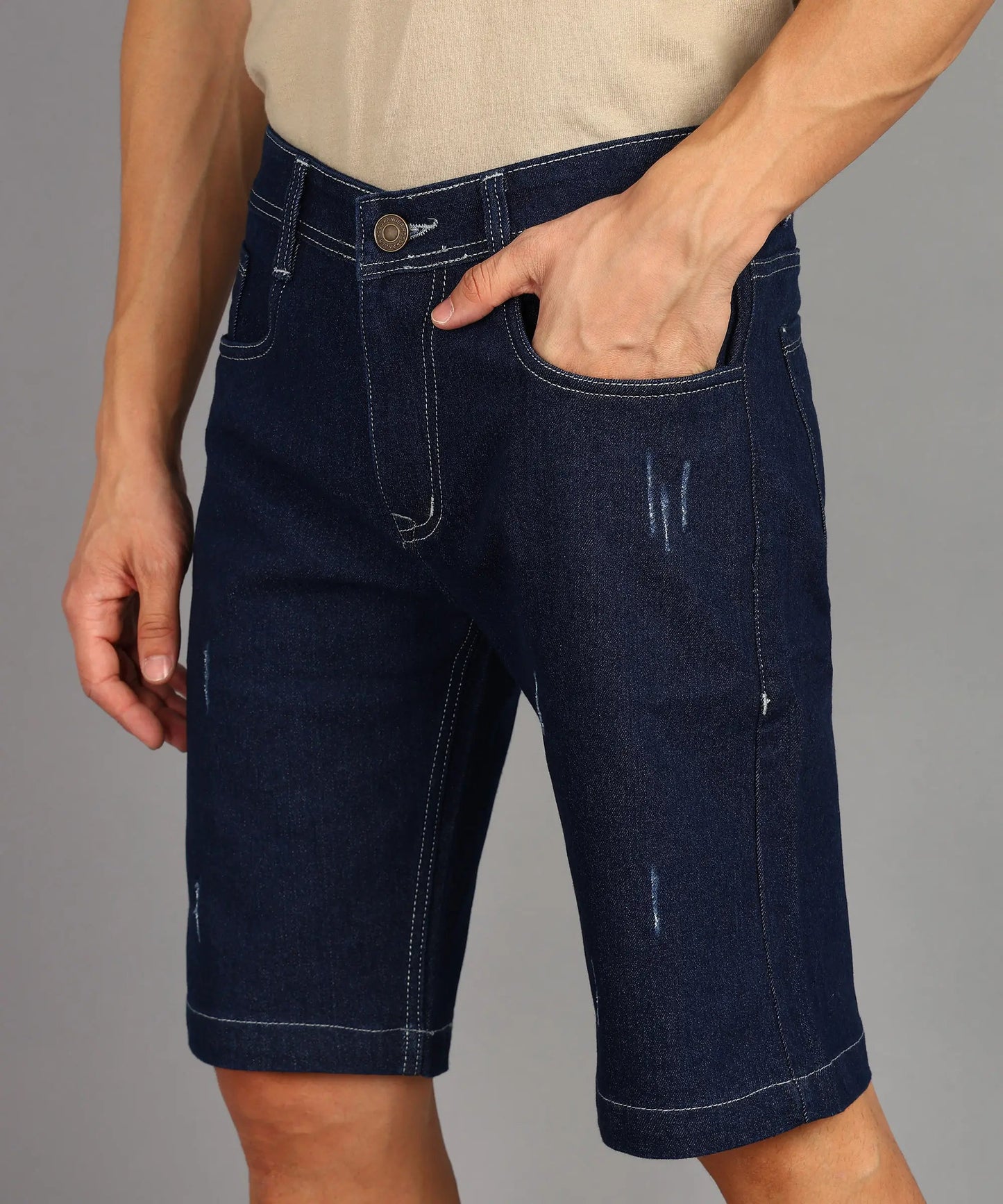 DENIMOR Solid Men Denim Blue Denim Shorts DENIMOR