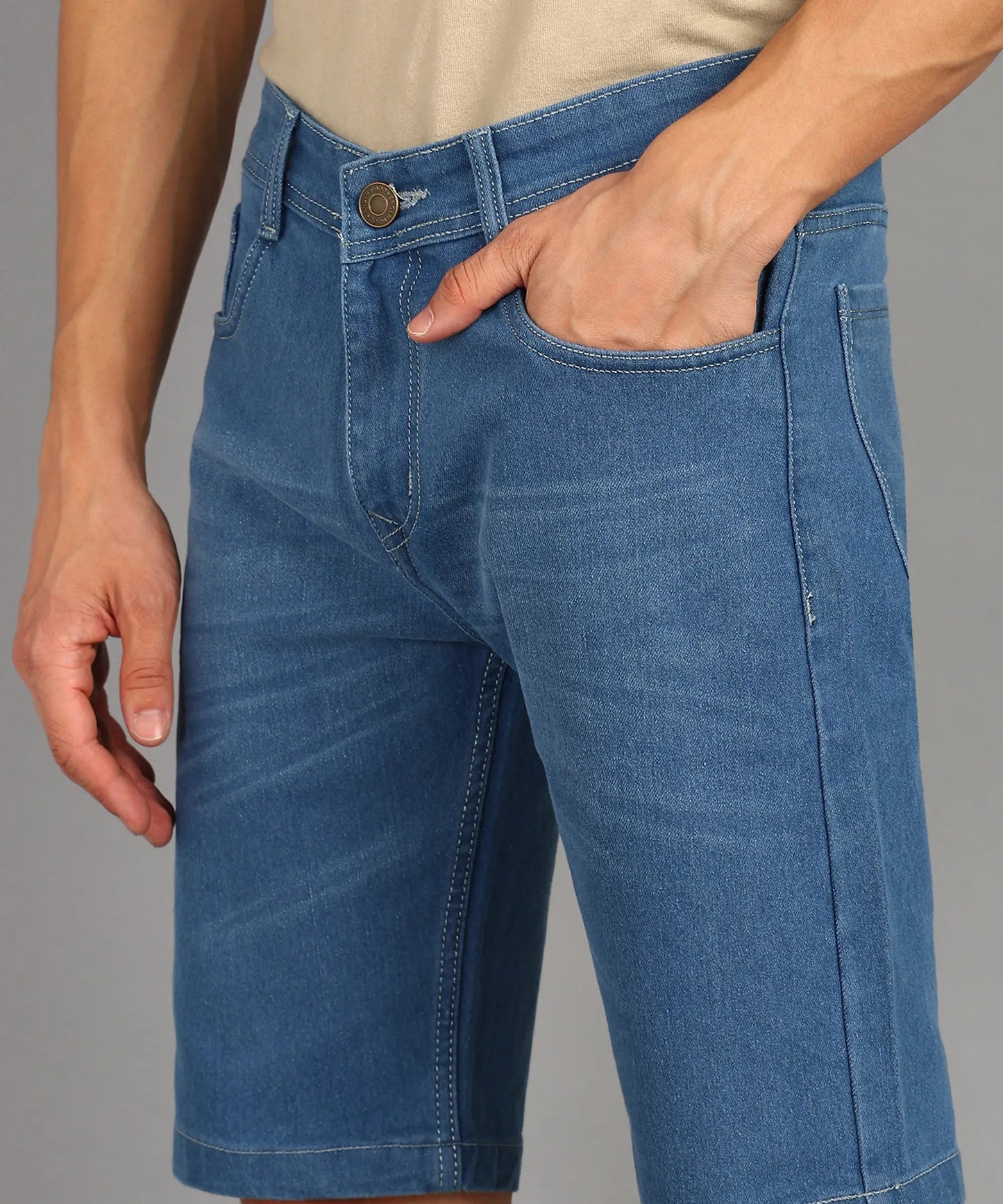 DENIMOR Solid Men Denim Blue Shorts DENIMOR