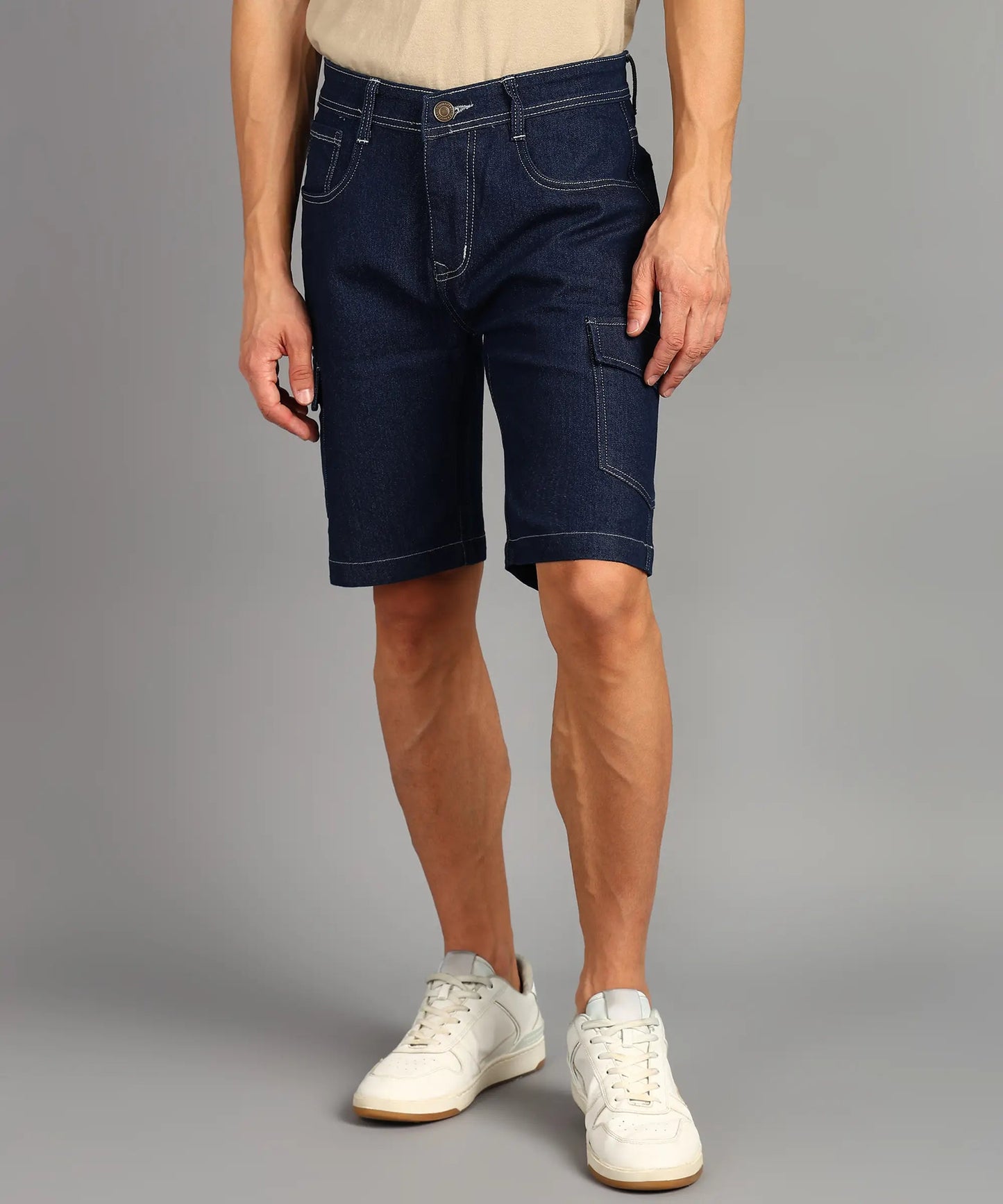 DENIMOR Solid Men Denim Dark Blue Denim Shorts DENIMOR