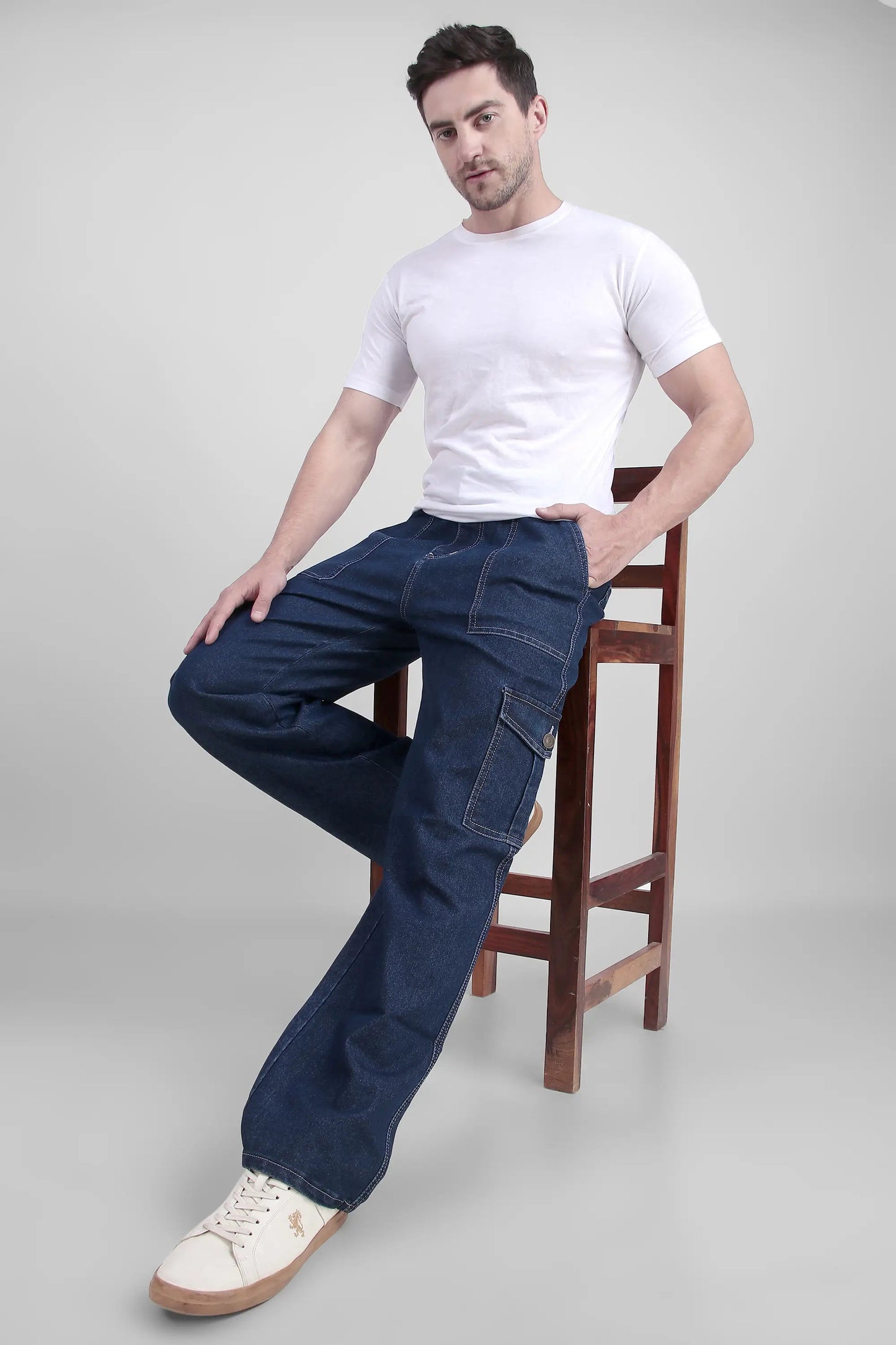 DENIMOR Men Baggy Dark Blue Cargo DENIMOR