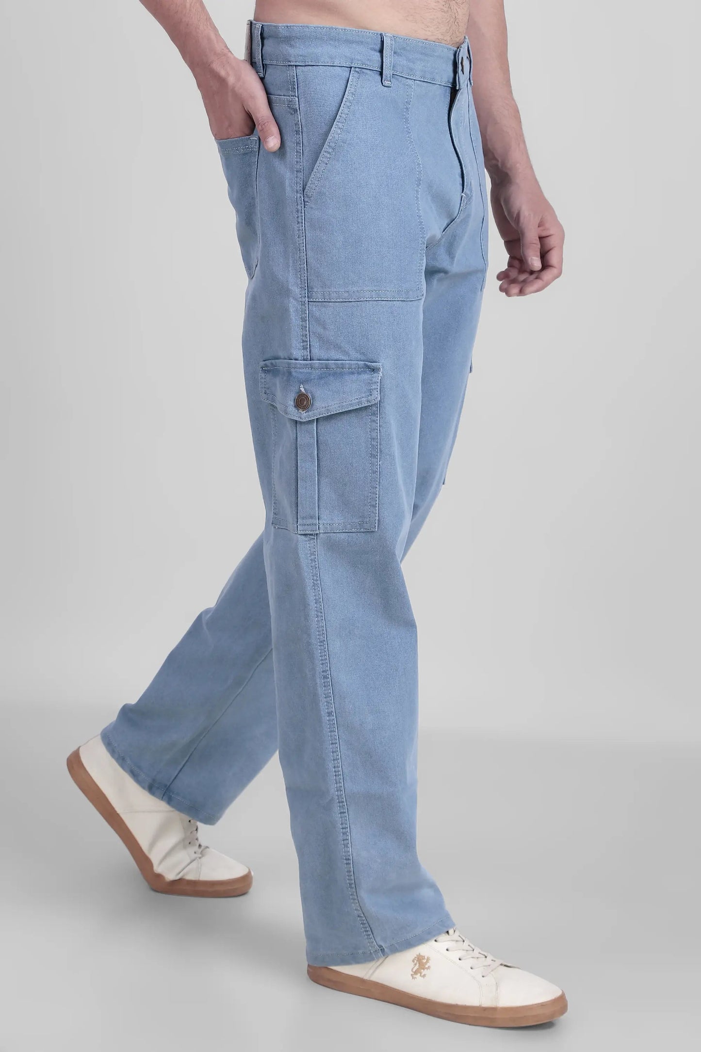 DENIMOR Men Baggy Light Blue Cargo DENIMOR