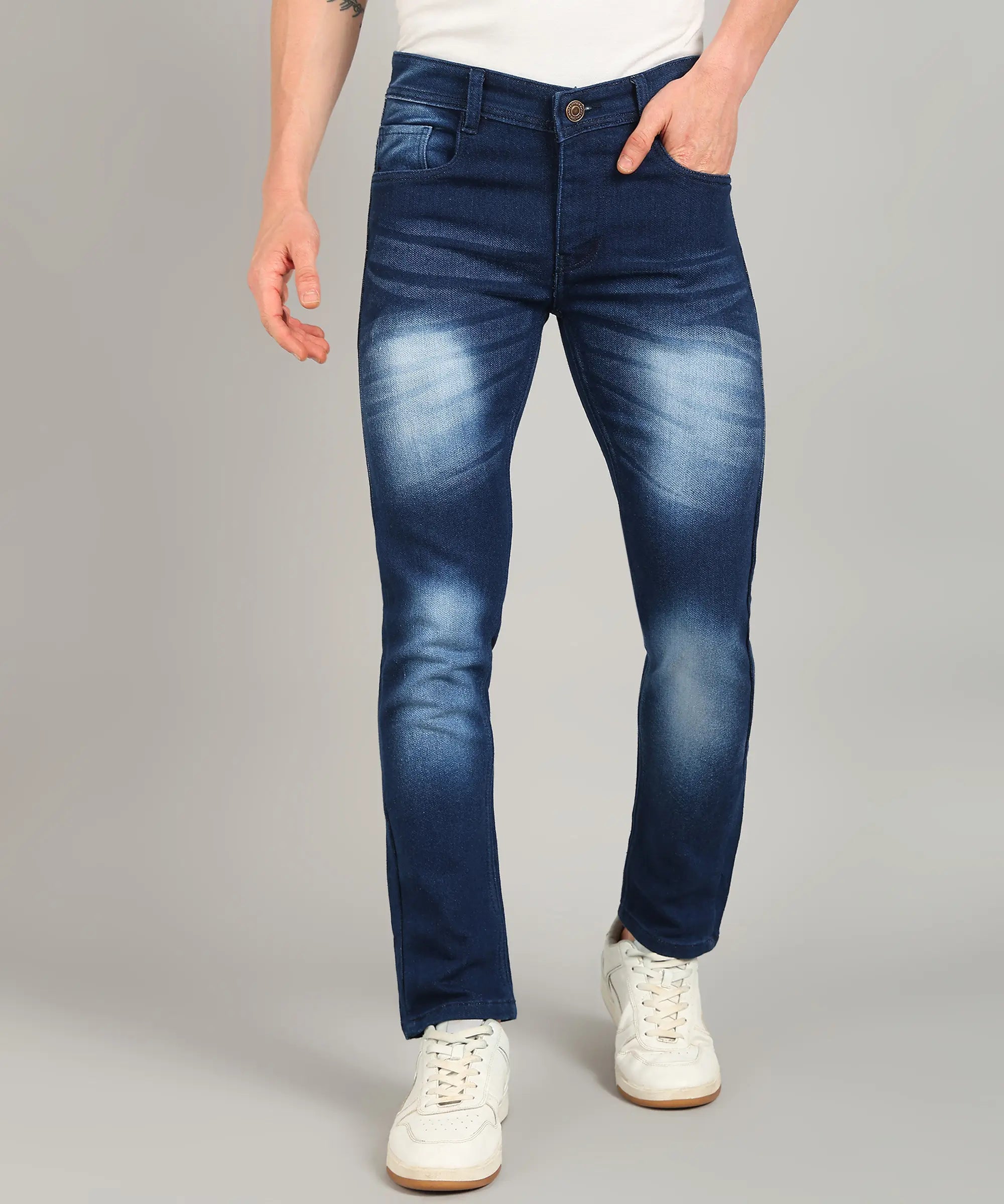 DENIMOR  Relaxed Fit Men Blue Spray Jeans DENIMOR
