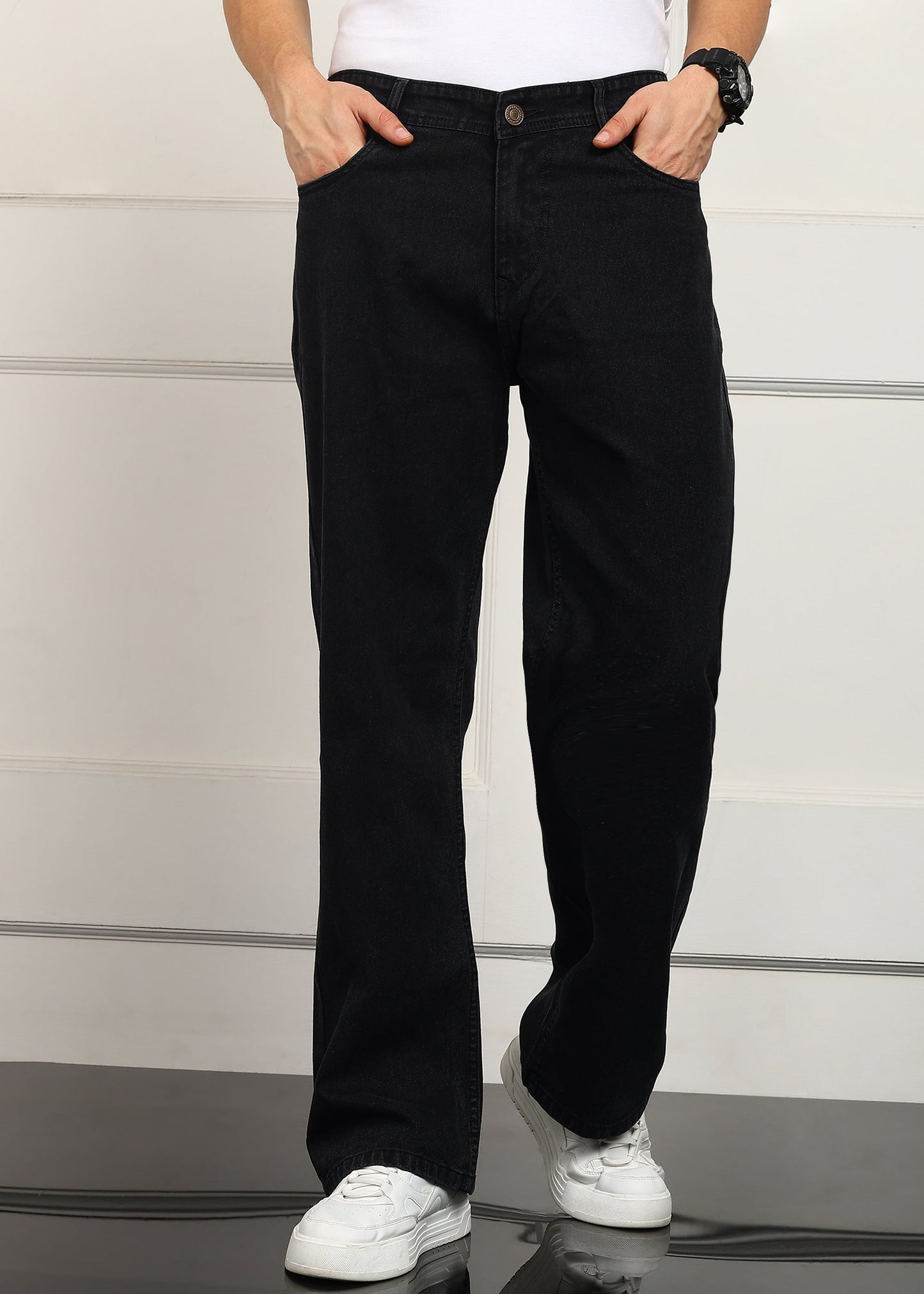 DENIMOR Loose Fit Men Black Jeans DENIMOR