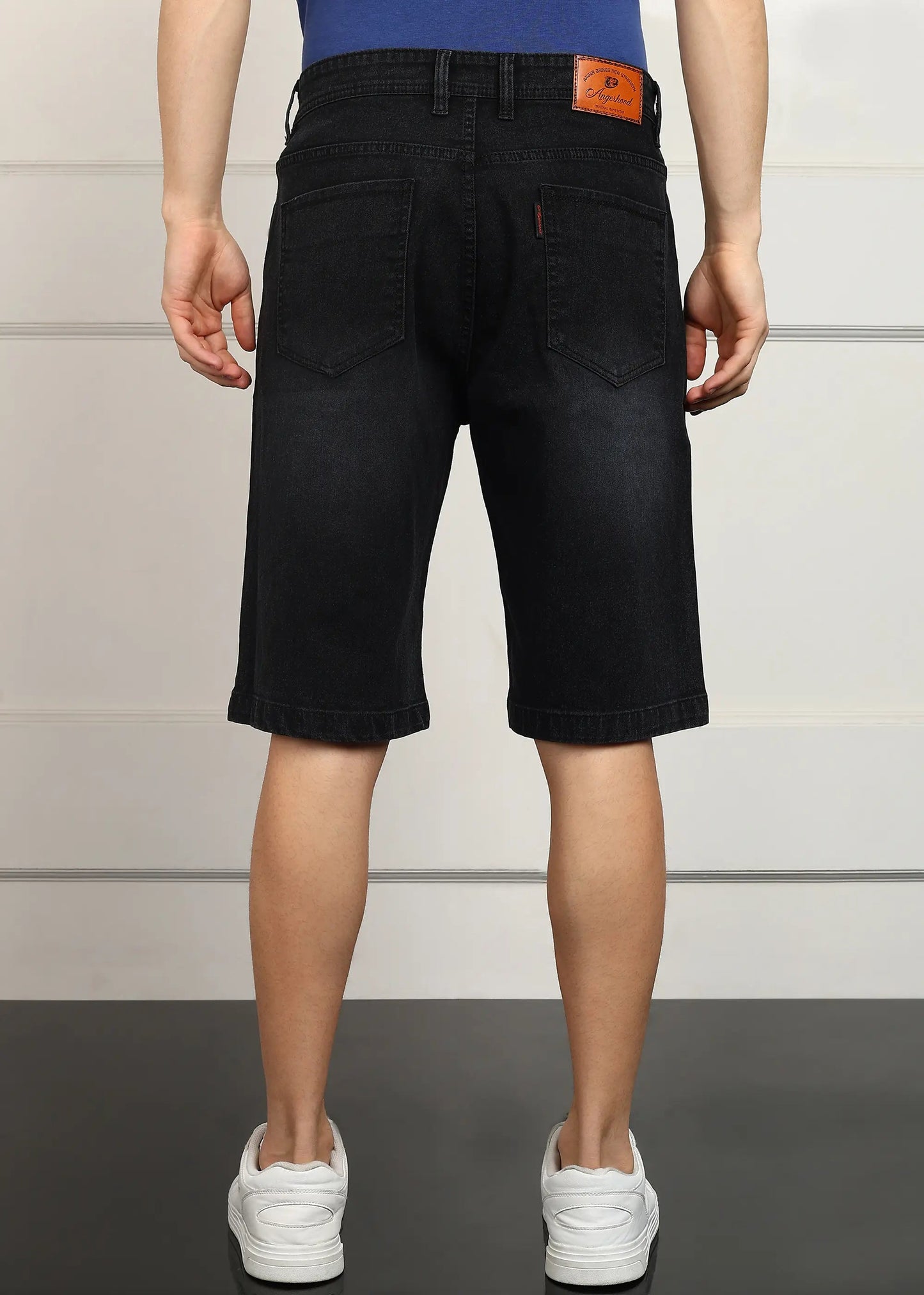 DENIMOR Solid Men Denim Dark Grey Baggy Shorts DENIMOR