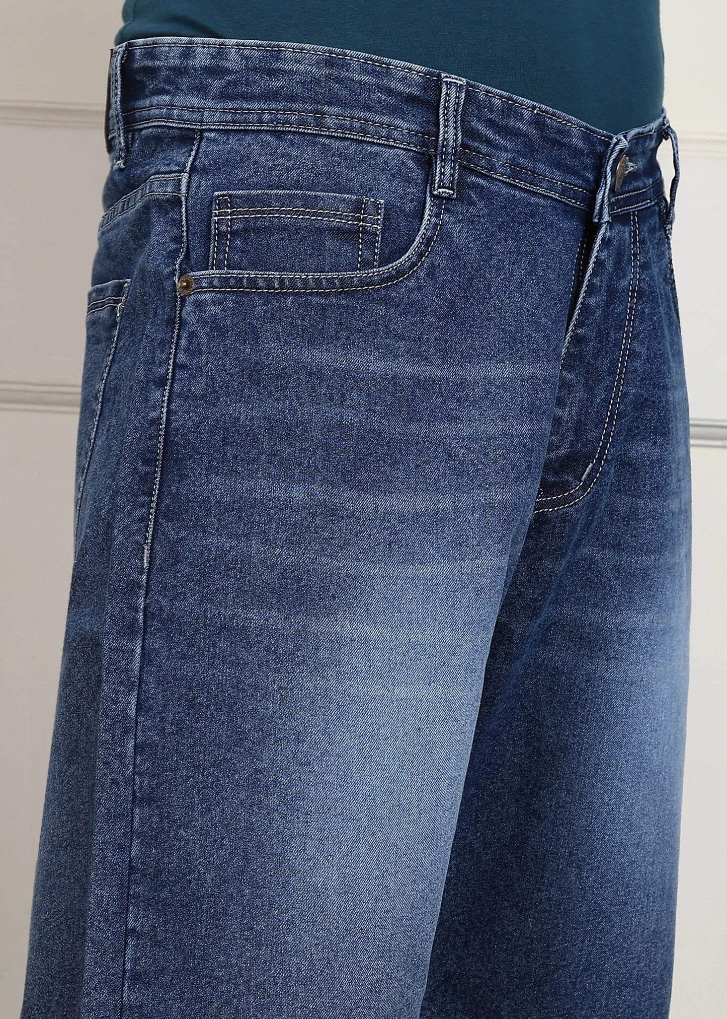 DENIMOR  Solid Men Denim Dark Blue Baggy Shorts DENIMOR