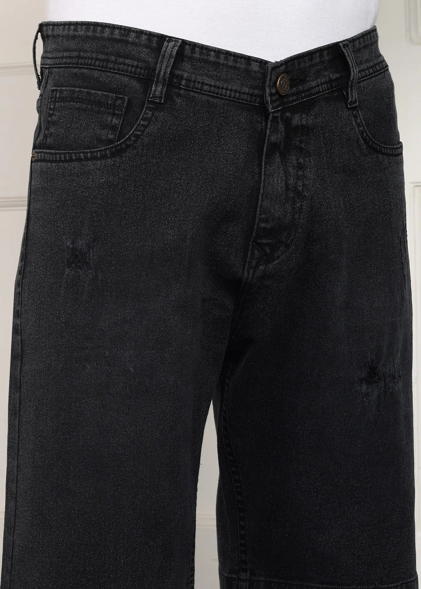 DENIMOR Solid Men Denim Dark Grey Baggy Shorts DENIMOR