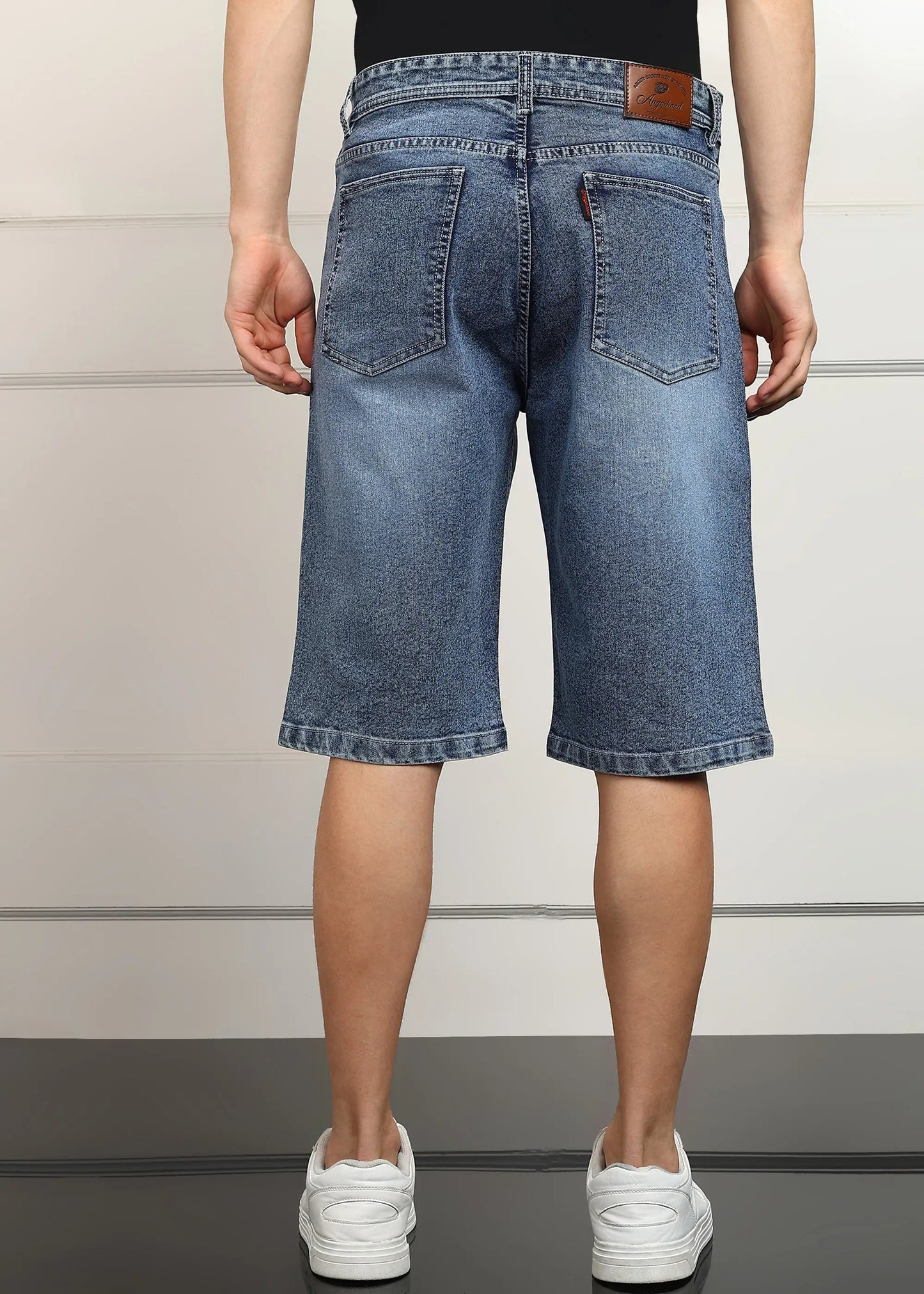 DENIMOR Solid Men Denim Light Blue Baggy Shorts DENIMOR