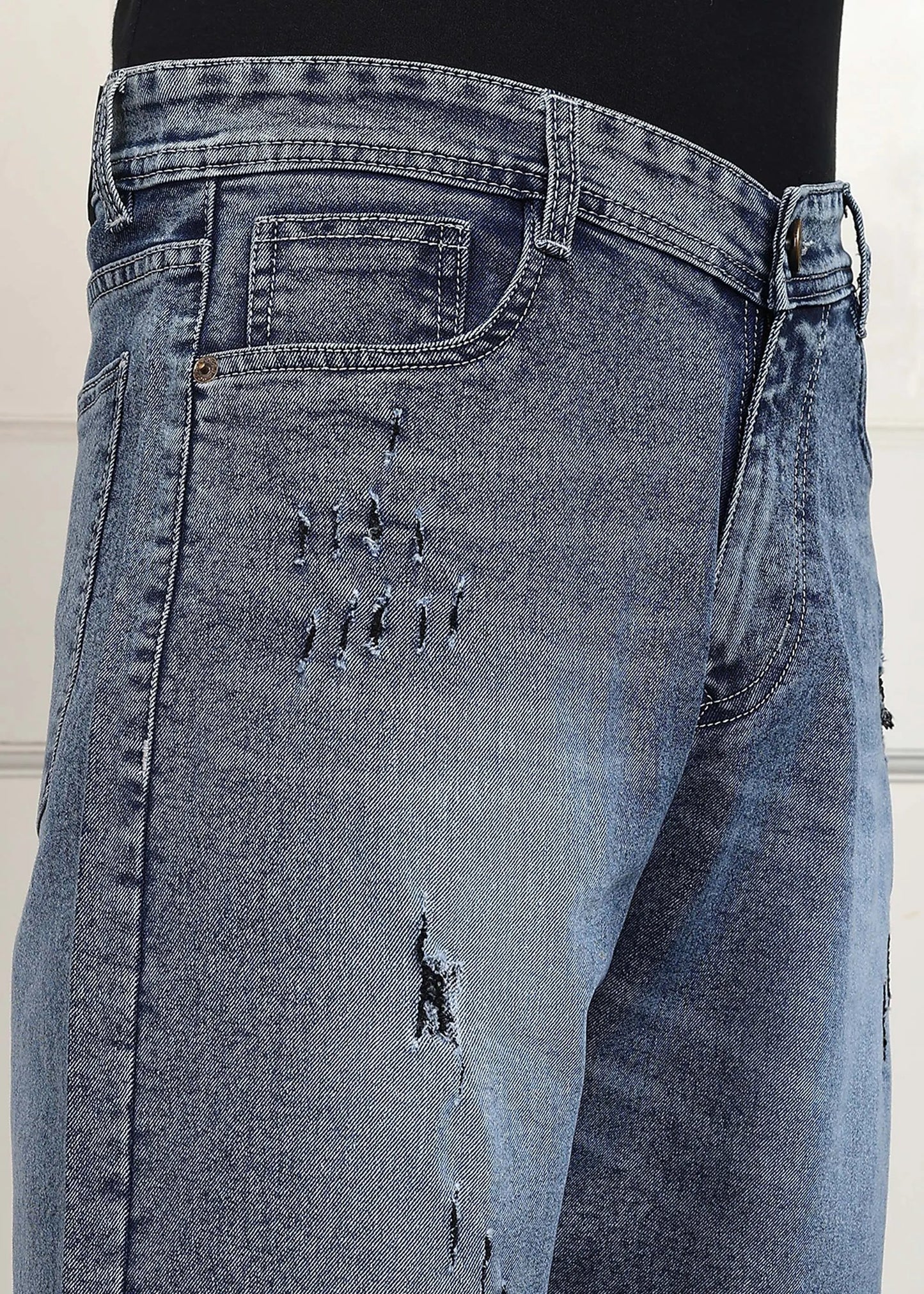 DENIMOR Solid Men Denim Light Blue Baggy Shorts DENIMOR