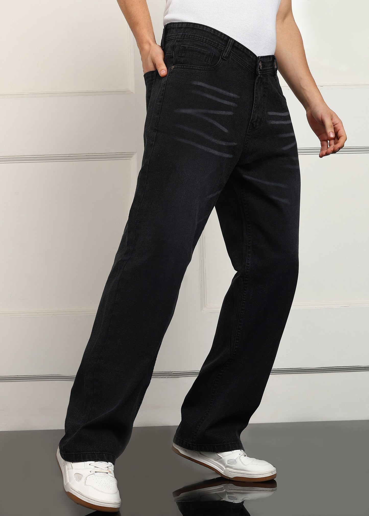 DENIMOR Loose Fit Men Black Jeans DENIMOR