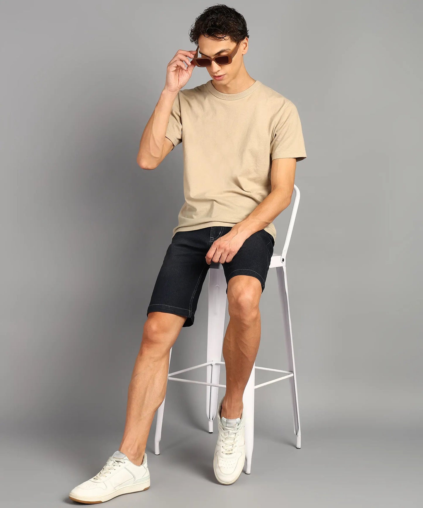 DENIMOR Solid Men Denim Grey Shorts DENIMOR