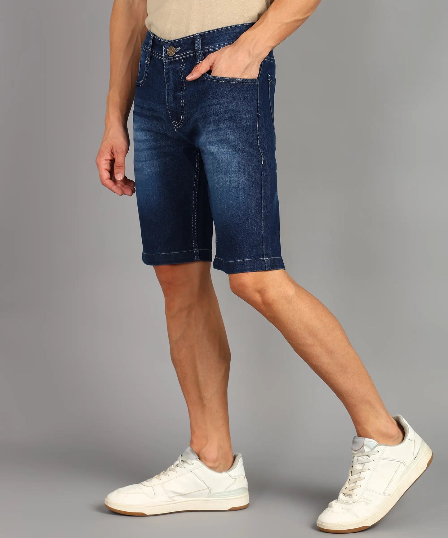 DENIMOR  Solid Men Denim Blue Denim Shorts DENIMOR