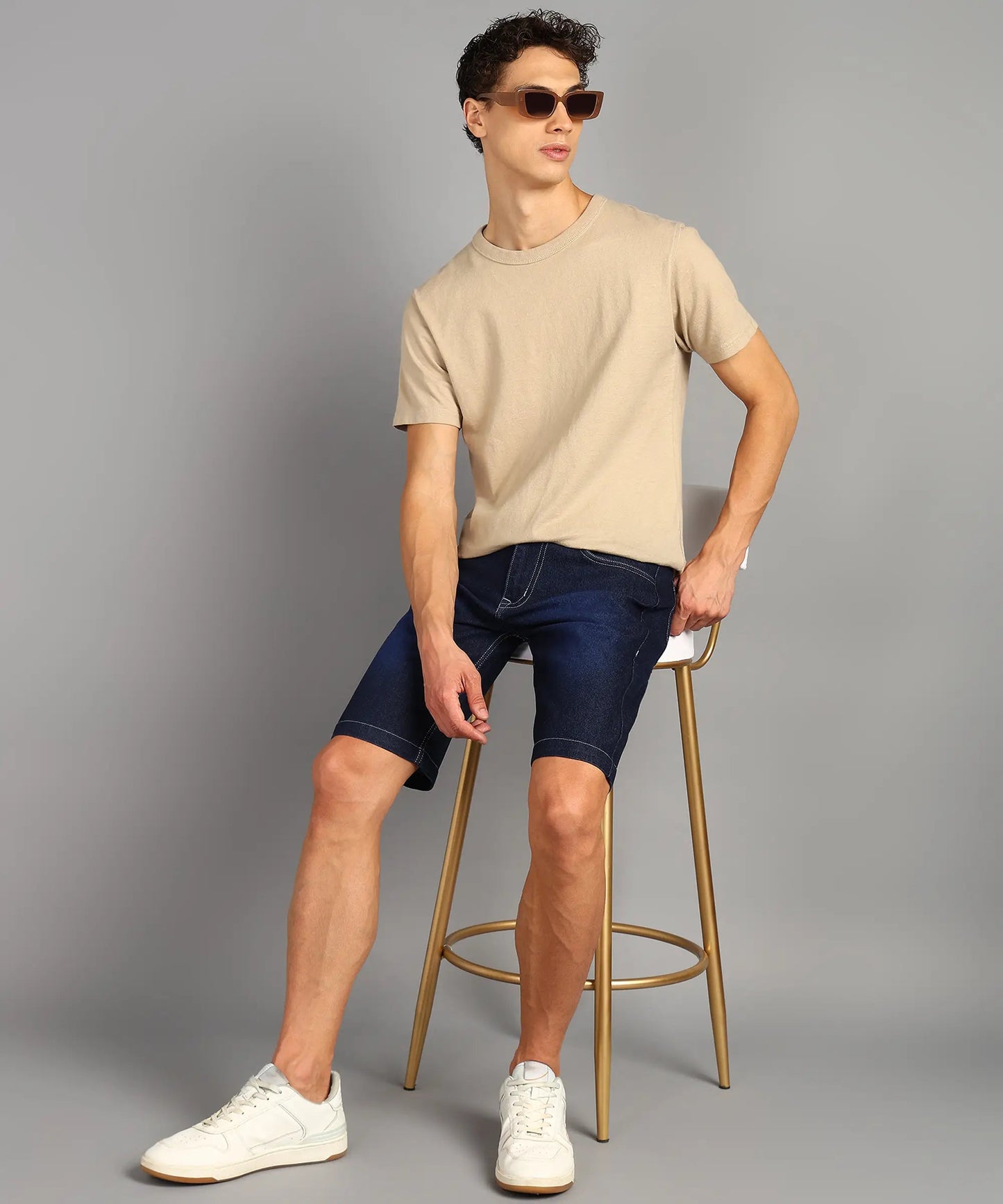 DENIMOR Solid Men Denim Dark Blue Denim Shorts DENIMOR