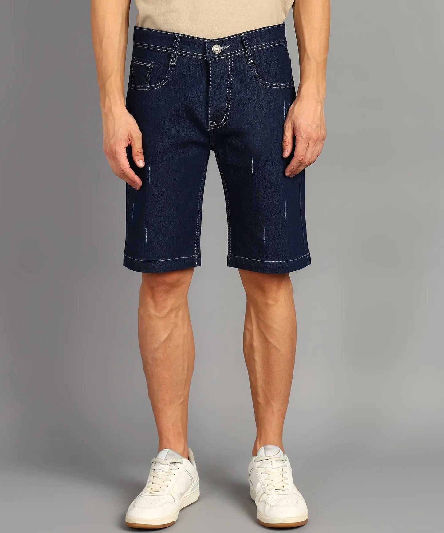 DENIMOR  Solid Men Denim Blue Denim Shorts DENIMOR