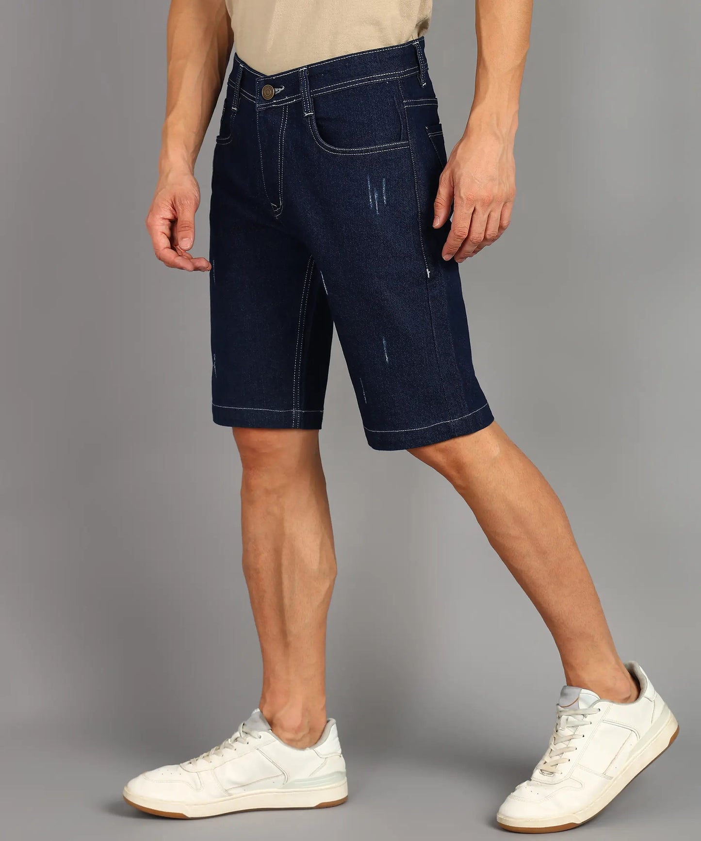DENIMOR  Solid Men Denim Blue Denim Shorts DENIMOR