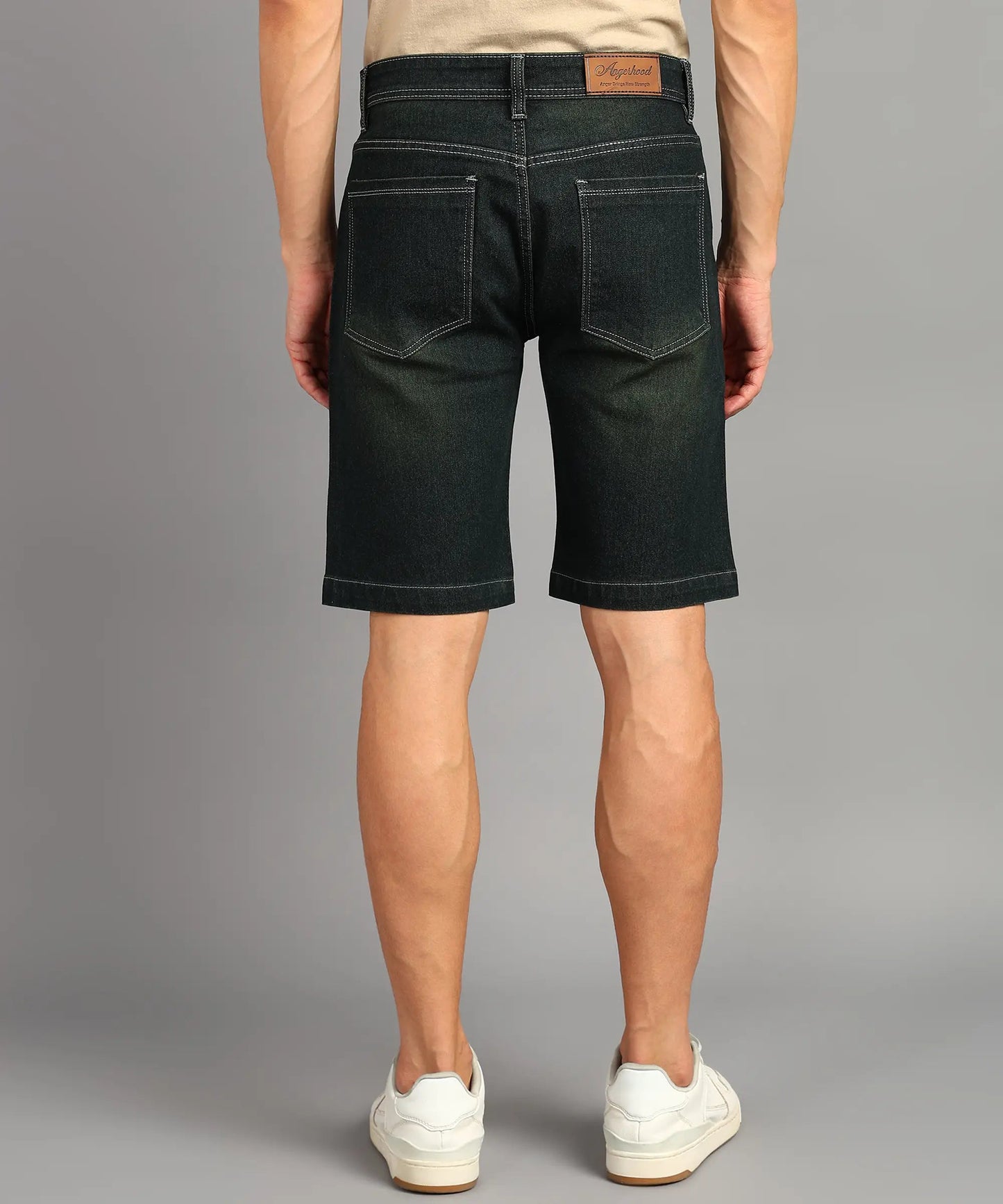 DENIMOR  Solid Men Denim Dark Green Shorts DENIMOR