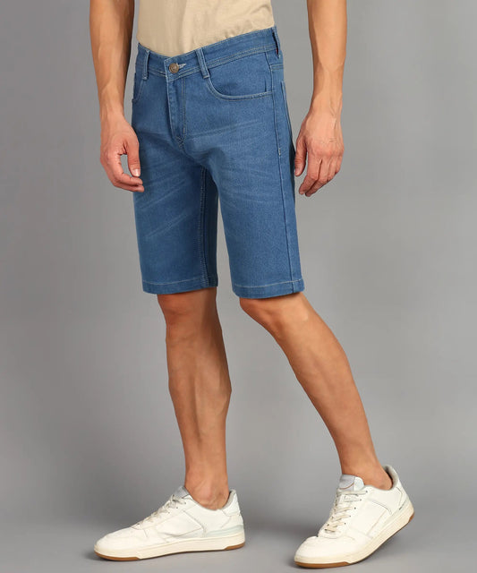 DENIMOR Solid Men Denim Blue Shorts DENIMOR