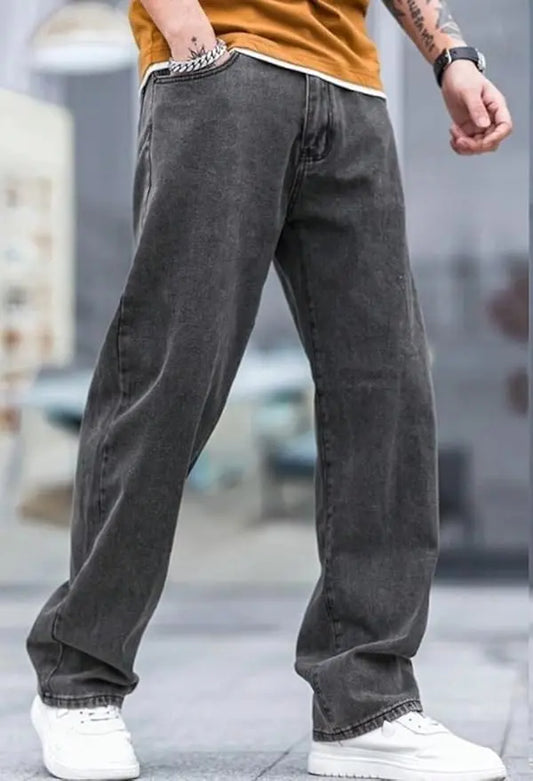 DENIMOR Loose Fit Men DARK Grey Jeans... DENIMOR