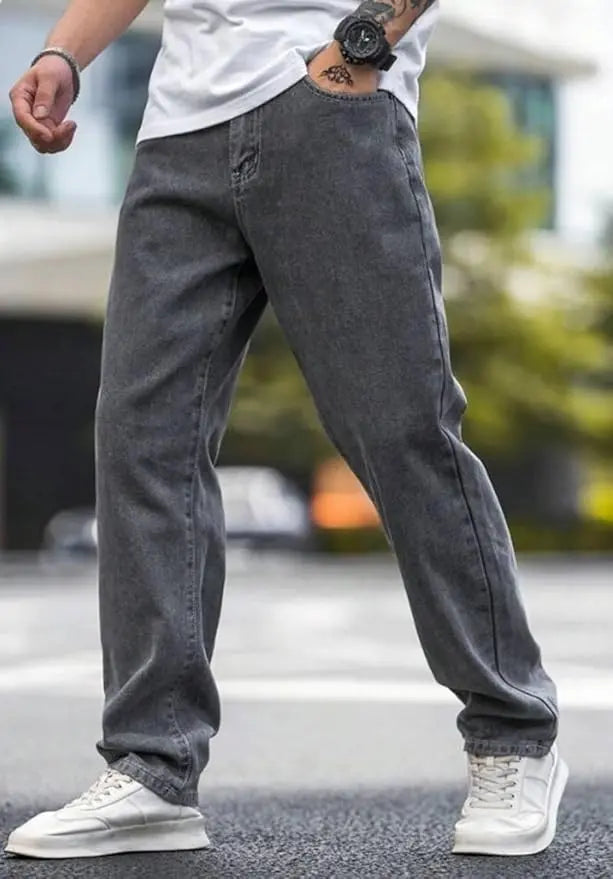 DENIMOR Loose Fit Men DARK Grey Jeans... DENIMOR