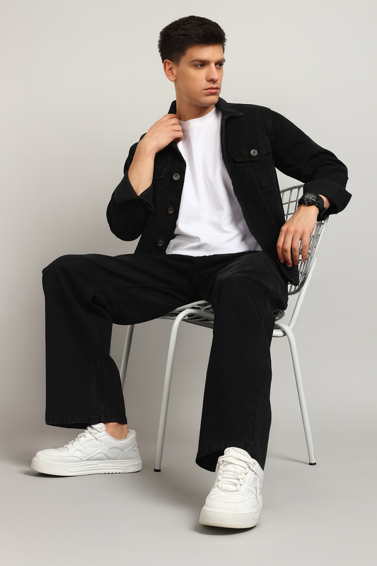 DENIMOR  Loose Fit Men Baggy Black Jeans DENIMOR