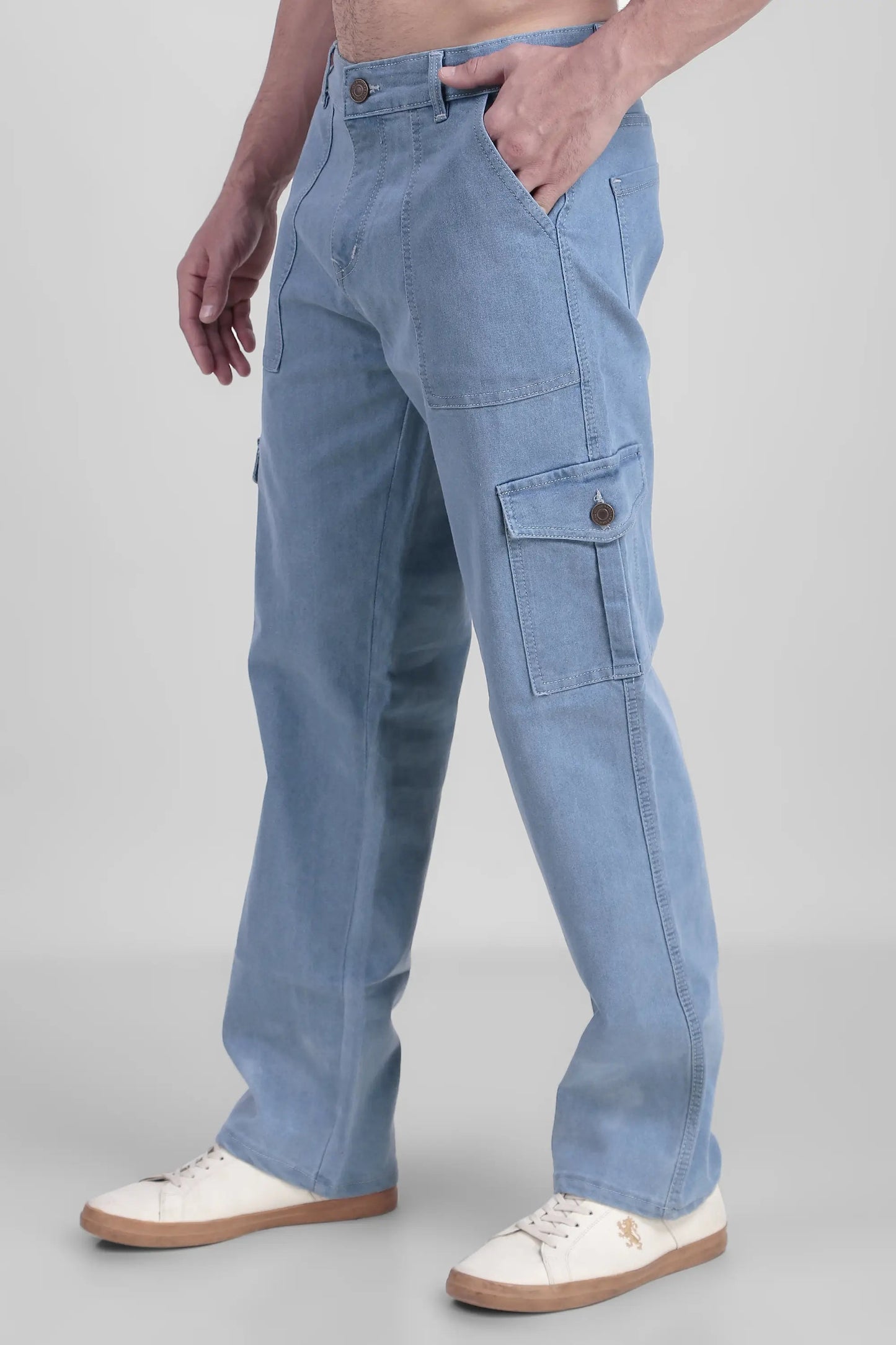 DENIMOR  Men Baggy Light Blue Cargo DENIMOR