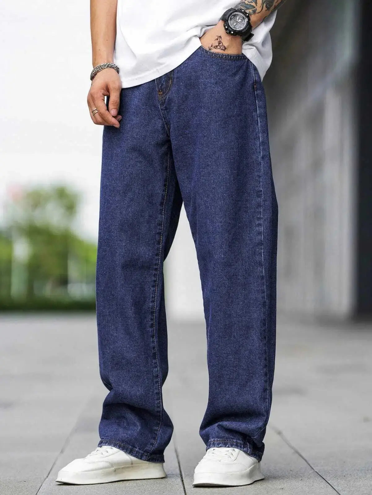 DENIMOR Loose Fit Men  Dark Blue Jeans DENIMOR