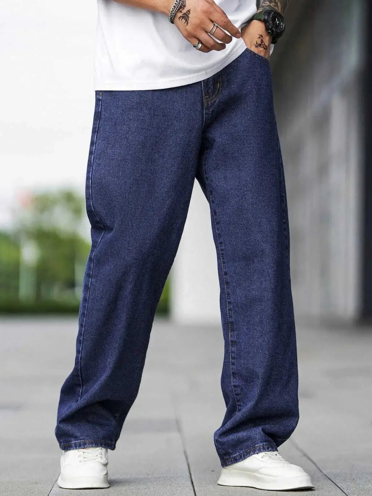 DENIMOR Loose Fit Men  Dark Blue Jeans DENIMOR